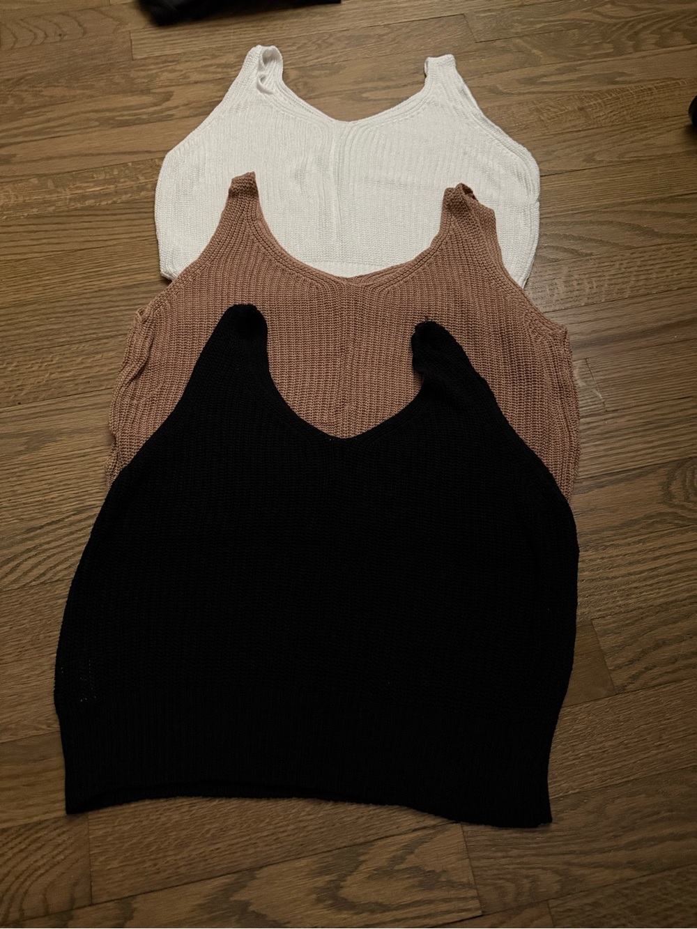Classic Rib Knit Tank Top - White, Taupe, Black